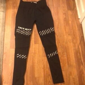 True Religion Black Leggings with Cutout Design